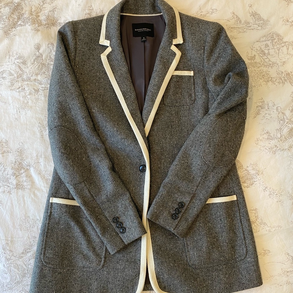 Banana Republic Gray Blazer with Cream Accents